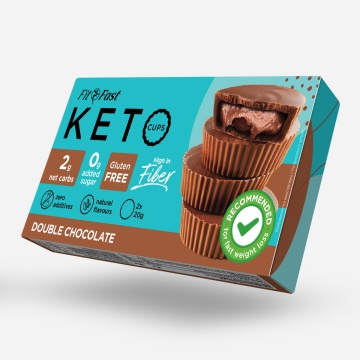 KetoCups Dublu Ciocolata (fara zahar, fara gluten, vegan, keto) 40g - FitFast
