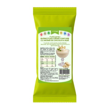 Pudra pentru budinca sau crema cu aroma de CIOCOLATA ALBA (lowcarb, fara zahar, fara gluten, KETO) 100g - NoCarb