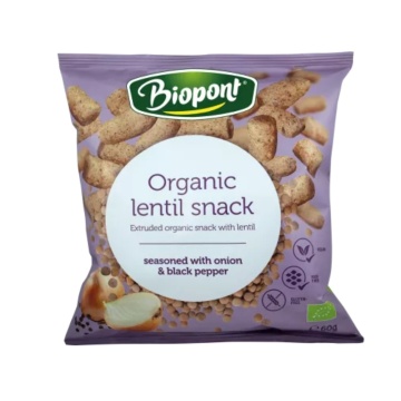 Pufuleti ECO din linte cu Piper Negru si Ceapa (fara zahar, fara gluten, vegan) 60g - Biopont