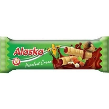Rulouri crocante umplute cu crema cu aroma de Alune de Padure (fara gluten, fara ulei de palmier) 18g - Alaska Foods