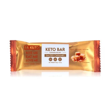Baton KETO cu CARAMEL SARAT (fara zahar, lowcarb) 40g - BE KETO