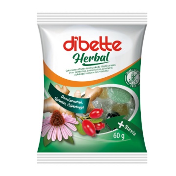 Bomboane Herbal cu Macese, ghimbir si Vitamina C cu Stevia (fara zahar, fara gluten) 60g - Dibette