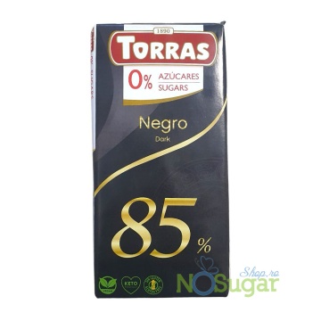 Ciocolata cu 85% cacao (fara zahar, fara gluten, keto, vegan) 75g - Torras - Img 2