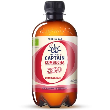 Kombucha Zero cu Rodie Eco 400ml (fara zahar, fara gluten, vegan) - The Gutsy Captain