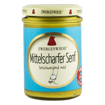 Mustar bio mediu iute (fara zahar, fara gluten) 160g - Zwergenwiese