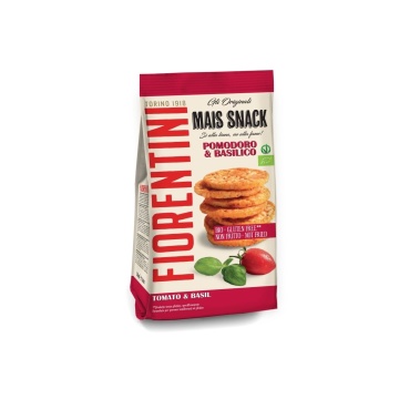 Snack ECO din porumb cu Rosii si Busuioc (fara zahar, fara gluten, vegan) 50g - Fiorentini