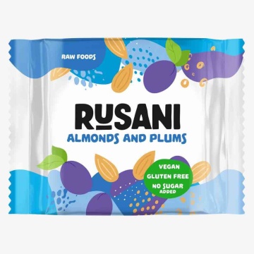 Baton natural Migdale si Prune (fara zahar, fara gluten, vegan) 40g - Rusani