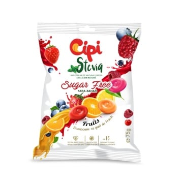 Bomboane fructe cu Stevia (fara gluten, fara zahar) 75g - Cipi