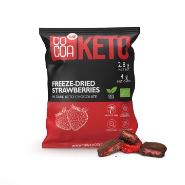 Capsuni ECO invelite cu ciocolata neagra (fara zahar, fara gluten, keto, vegan) 40G COCOA