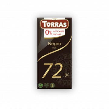 Ciocolata cu 72% cacao (fara zahar, fara gluten, keto, vegan) 75g - Torras