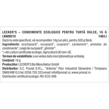 Condimente ECO pentru turta dulce Ceylon (fara gluten, vegan) 16g - Lecker's - Img 2