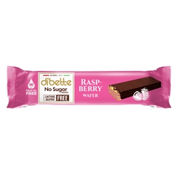 Napolitana glazurata cu crema de zmeura (fara zahar, gluten, lactoza) 26g - Dibette