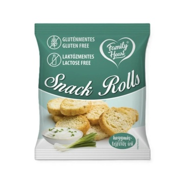 Rondele (snack rolls) crocante de paine cu aroma de Ceapa si Smantana (fara gluten, fara lactoza) 40g - Family Heart