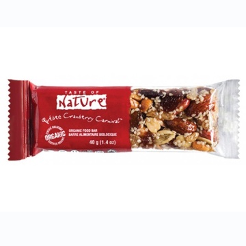 Baton bio coacaze rosii (merisoare) 40g - Taste of Nature - Img 2