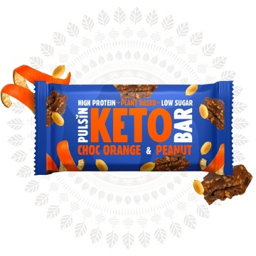 Baton keto Orange Choc & Arahide (fara zahar, fara gluten, lowcarb) 50g - Pulsin