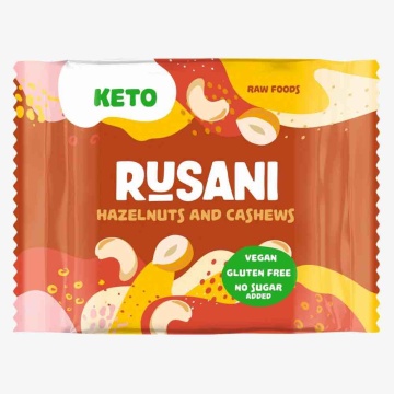 Baton natural Alune si Caju (fara zahar, keto, fara gluten, vegan) 40g - Rusani Keto