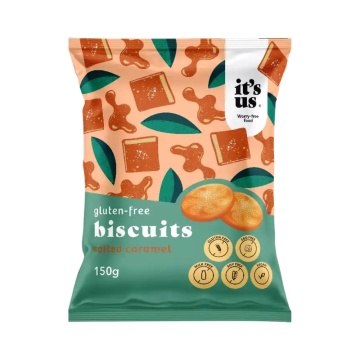 Biscuiti cu Caramel Sarat (fara gluten, fara soia, vegani) 150g - It's us