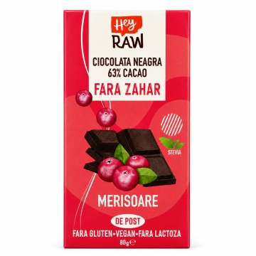 Ciocolata KETO neagra cu merisoare si stevia 80g (fara zahar, fara gluten, vegana) - MILETE