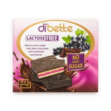 Napolitane glazurata, cu crema de coacaze (fara zahar, fara gluten, fara lactoza) 96g - Dibette