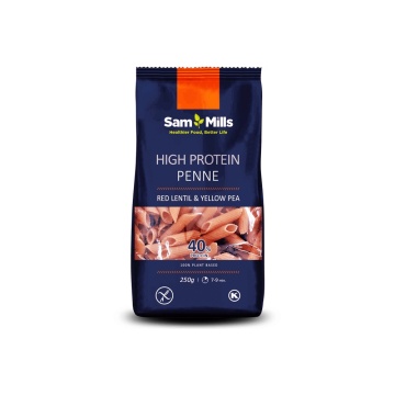 Penne High Protein din linte rosie si mazare galbena (fara gluten) 250g - SamMills