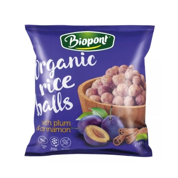 Pufuleti din orez brun din orez ECO cu Prune si Scortisoara (fara zahar, fara gluten) 55g - Biopont
