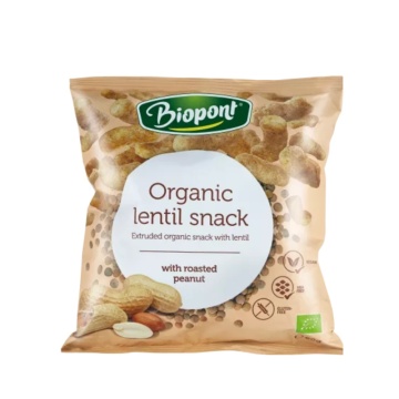 Pufuleti proteici din linte ECO cu Arahide (fara zahar, fara gluten) 60g - Biopont