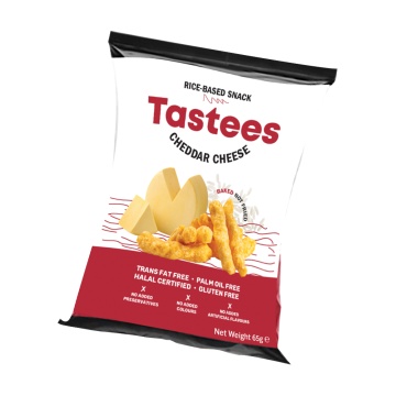 Snack din orez cu branza cheddar (fara zahar, fara gluten) 65g - Tastees