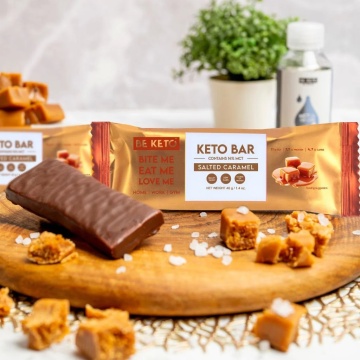 Baton KETO cu CARAMEL SARAT (fara gluten, fara zahar, lowcarb) 40g - BE KETO - Img 2