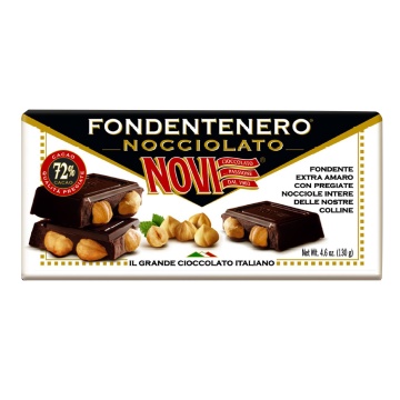 Ciocolata extra neagra 72% cacao cu Alune intregi (fara gluten) 130g - Novi