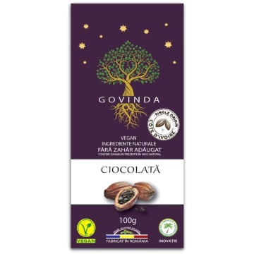 Ciocolata vegana (fara zahar, fara gluten, fara lactate) 100g - GOVINDA