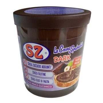 Crema tartinabila de ciocolata neagra cu alune de padure (fara zahar, fara gluten, fara ulei de palmier) 200g - Senza Zucchero