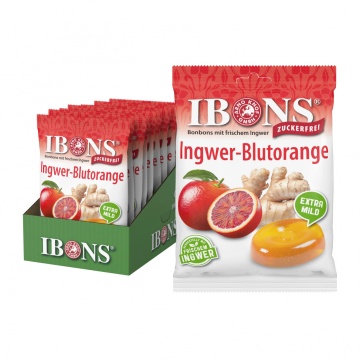 Dropsuri cu ghimbir si portocala rosie (fara zahar, gluten, latoza, vegan) 75g - IBONS