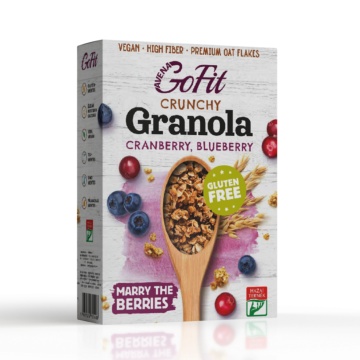 Granola Crocanta cu Merisoare si Afine (fără gluten, vegan) 250g - Avena GoFit