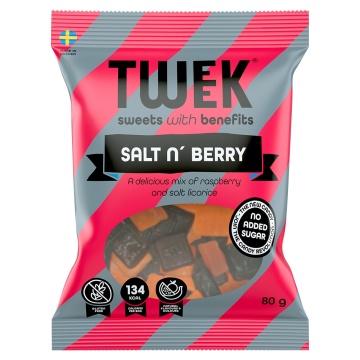 Jeleuri mix cu aroma de zmeura si lemn-dulce sarat cu Stevia, SALT N BERRY (fara zahar, fara gluten) 80g - TWEEK