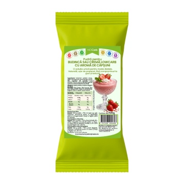 Pudra pentru jeleu sau crema cu aroma de CAPSUNI (lowcarb, fara zahar, fara gluten, KETO) 100g - NoCarb