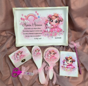 Set moț fete personalizat Prințesă Unicorn