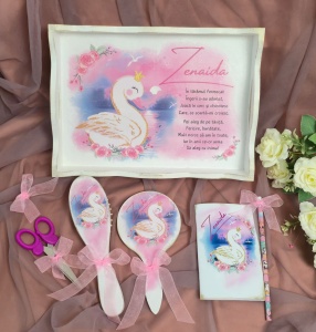 Set moț fete personalizat Lebădă