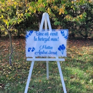 Panou întâmpinare botez plexiglas „Bleu Elegant”