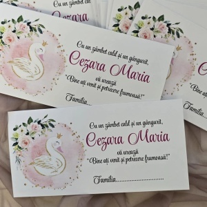 Plic de bani + place card Lebădă (2 în 1)