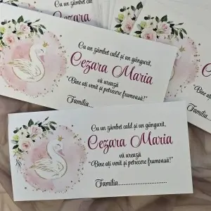 Plic de bani + place card Lebădă (2 în 1)