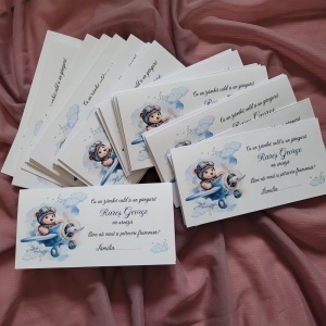 Plic de bani + place card Ursuleț Aviator (2 in 1) - Img 3