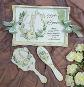 Set gătitul miresei personalizat – Verde și auriu