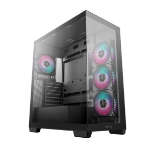 Carcasa DEEPCOOL CG580 4F Mid Tower ARGB NEGRU, Tempered Glass+ABS+SGCC, Sloturi Expansiune 7, Drive Bays: 2x3.5" 2x2.5", Ventilatoare Suportate: 10 (spate: 1x120mm sau 1x140mm, sus: 3x120mm sau 2x140mm, lateral: 3x120mm, jos: 1x120mm, invaluit in sursa:
