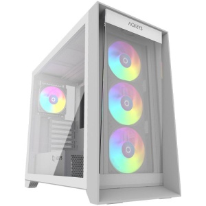 Carcasa AQIRYS XO-1 Mid Tower ARGB ALB, Tempered Glass, Sloturi Expansiune 7, Drive Bays: 3x3.5" 3x2.5", Ventilatoare Suportate: 14 (spate: 1x120mm, fata: 3x120mm sau 2x140mm, sus: 3x120mm sau 2x140mm, lateral: 3x120mm sau 2x140mm, jos: 1x120mm sau