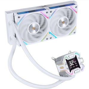 Cooler Procesor 1stPlayer X-Starship 240E-wh, display de 2,4 inches, aRGB, compatibil AMD/Intel, alb