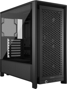 Carcasa CORSAIR FRAME 4000D RS Mid Tower NEGRU, Tempered Glass, Sloturi Expansiune 7 orizontale sau 3 verticale, Drive Bays: 2x3.5" 4x2.5", Ventilatoare Suportate: 11 (spate: 1x120mm sau 1x140mm, fata: 3x120mm sau 2x140mm sau 2x200mm, lateral: 3x120mm