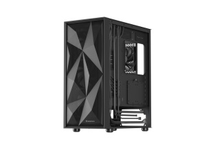Carcasa GENESIS DIAXID 605F Mid Tower NEGRU, Tempered Glass, Sloturi Expansiune 7, Drive Bays: 2x3.5" 3x2.5", Ventilatoare Suportate: 8 (spate: 1x120mm, fata: 3x120mm sau 3x140mm, sus: 2x120mm sau 2x140mm, jos: 2x120mm), Ventilatoare Incluse: 5 (spate: