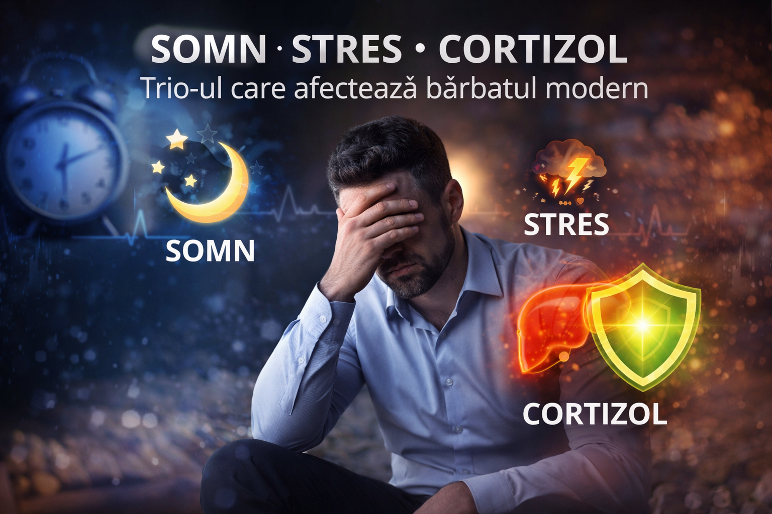 Somn, stres, cortizol – trio-ul care afectează bărbatul modern