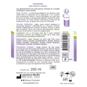 Șampon anti-păduchi și lindini Balepou, 200 ml, Pediakid - Img 2