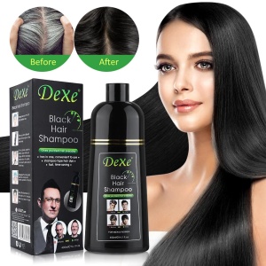 Șampon natural nuanțator pentru vopsirea părului în negru pentru femei și bărbați, 400 ml, Dexe - Img 2